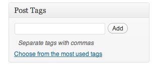 tags Tags on the add new post screen