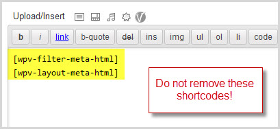 shortcodes Do not remove the two default shortcodes