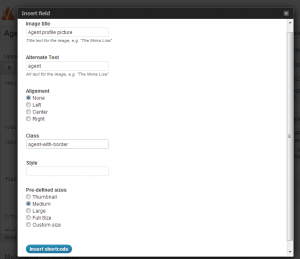 Inserting an image field into a template