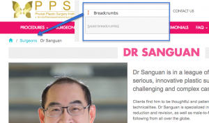 Breadcrumbs in a single surgeon page