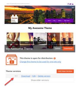 New version, as shown in the theme overview page