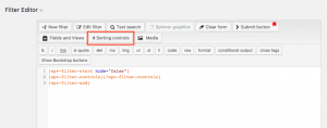 The Sorting controls button in the Filter Editor