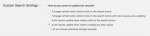 Selecting how sorting results will be updated