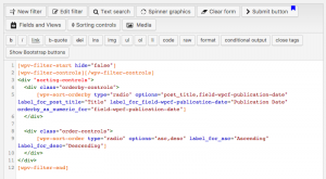 Using custom HTML to style shortcodes for the front-end sorting controls