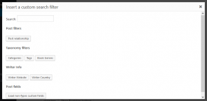 The new dialog for inserting custom search filters