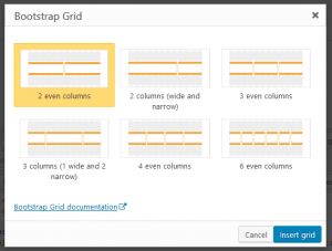 Pre-defined Bootstrap row structures to choose from