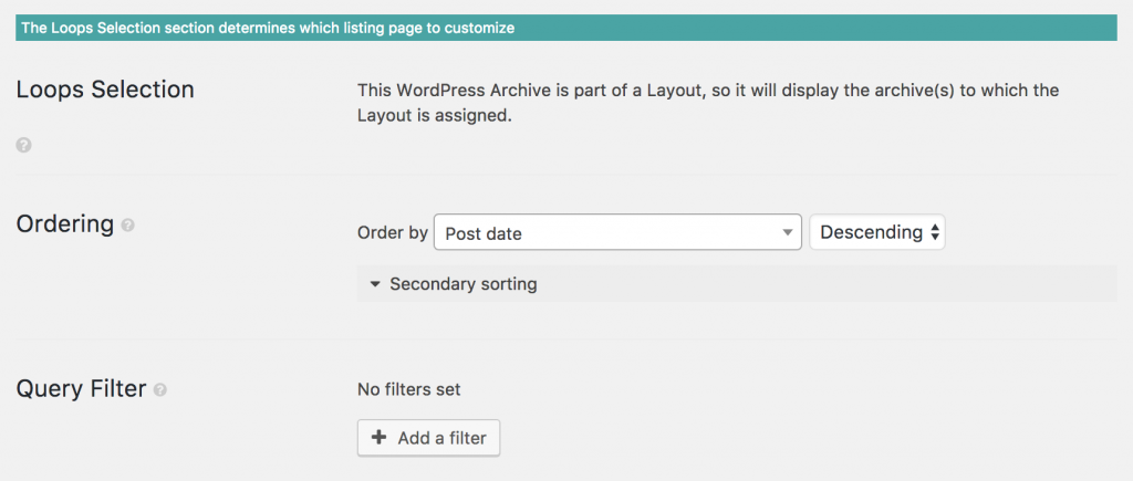 Screenshot of Archive cell Loop Selection section