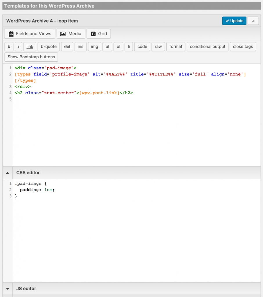 Screenshot of template for Consultant archive