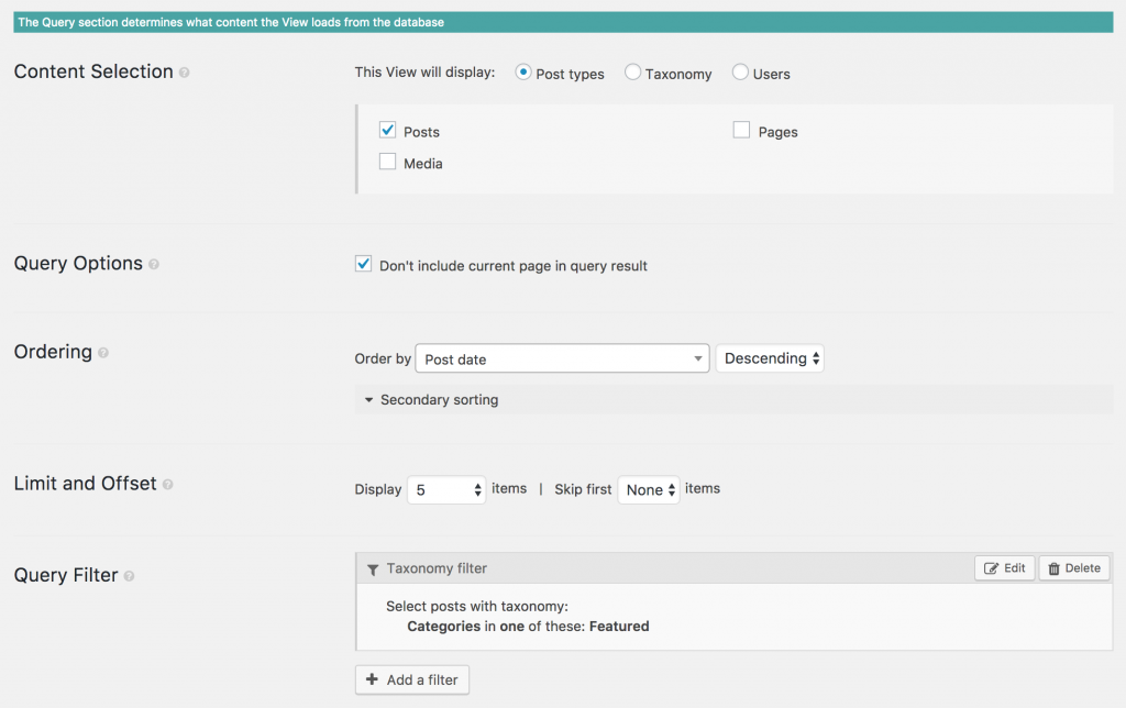 Screenshot of a View Query section
